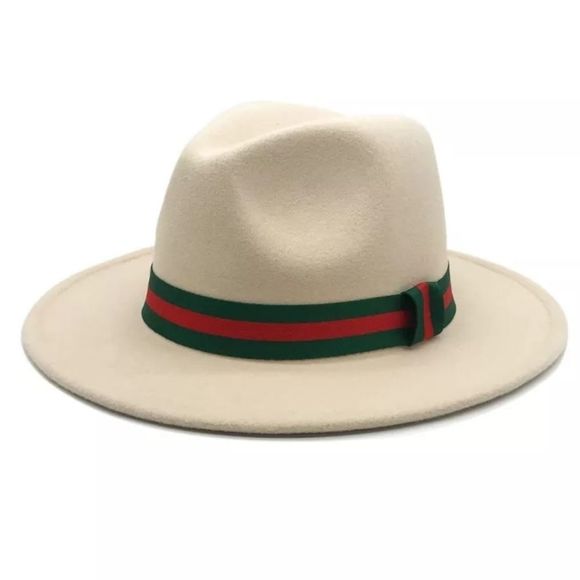 Other - Cream Fedora Hat with Elastic Band